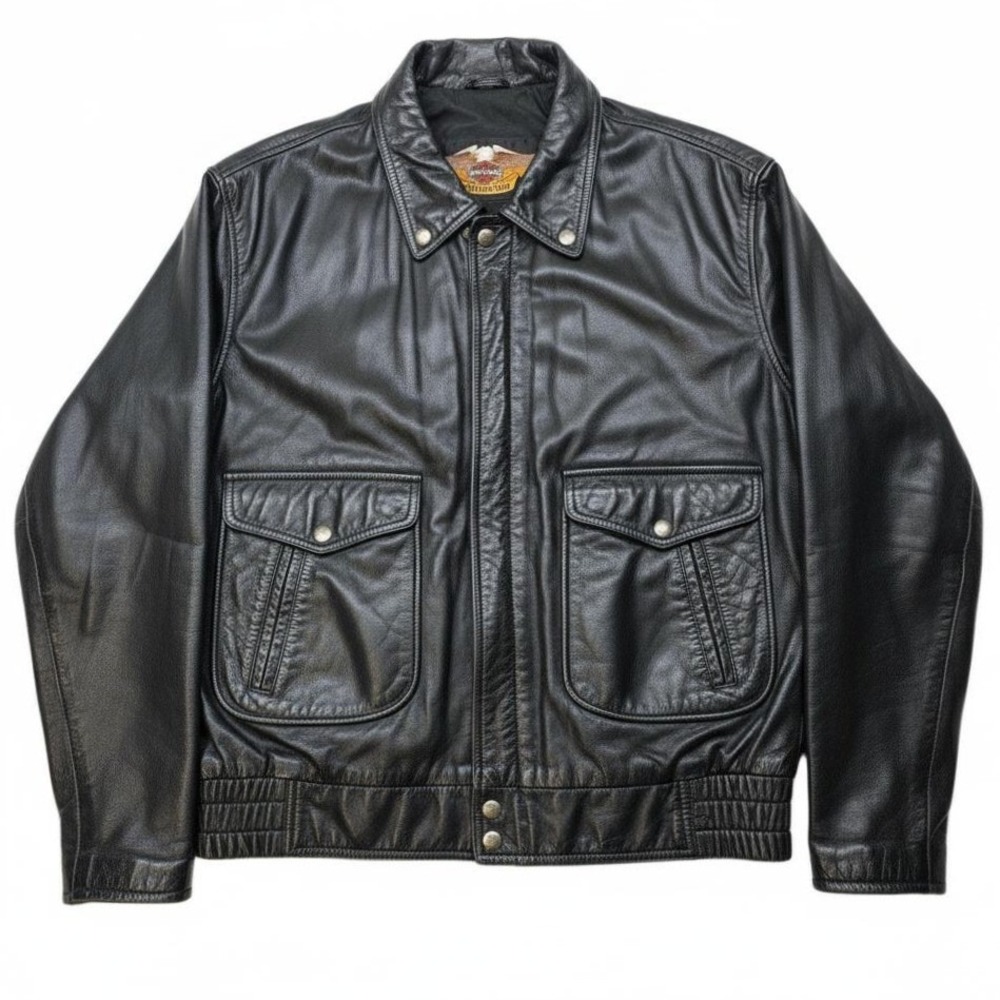 Harley Davidson Leather‎ Jacket Mens XL Black Motorcycle Biker American 90's VTG